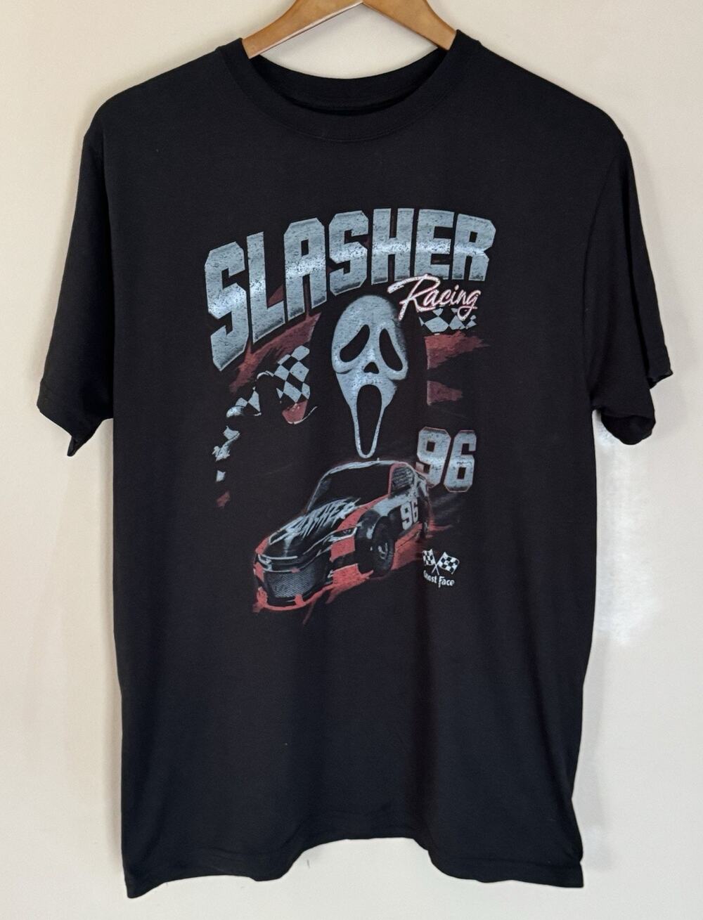 Ghost Face Slasher Racing T-Shirt Large Black Graphic Horror Streetwear